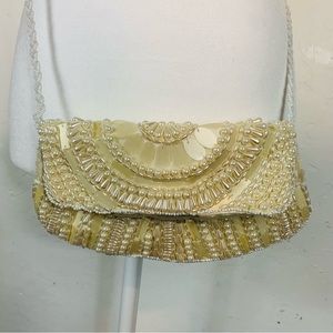 Y2K Bijoux Terner Crossbody Beaded Purse Mini Bag Clutch Pearl Beads White